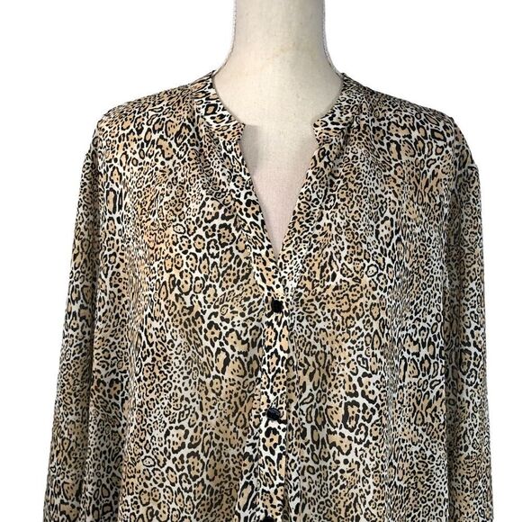 Chicos Leopard Print Button Front Tunic Top Long Sleeve Size 20-22 Chicos Size 4 - Picture 11 of 12